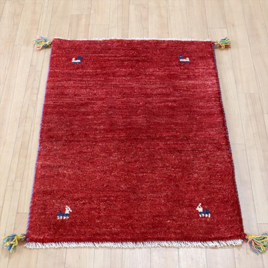 手織りギャッベ　イラン産 90x60cm シンプルなレッド　玄関マット | ブランド登録なし