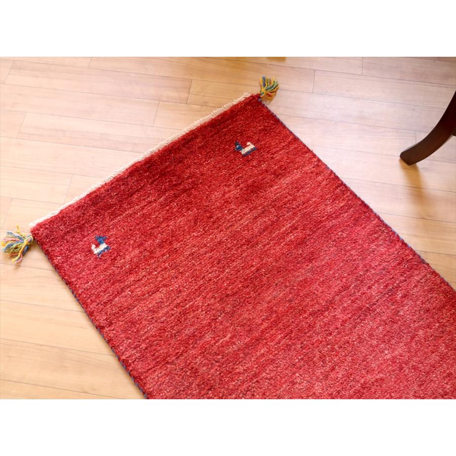 手織りギャッベ　イラン産 90x60cm シンプルなレッド　玄関マット | ブランド登録なし | 03