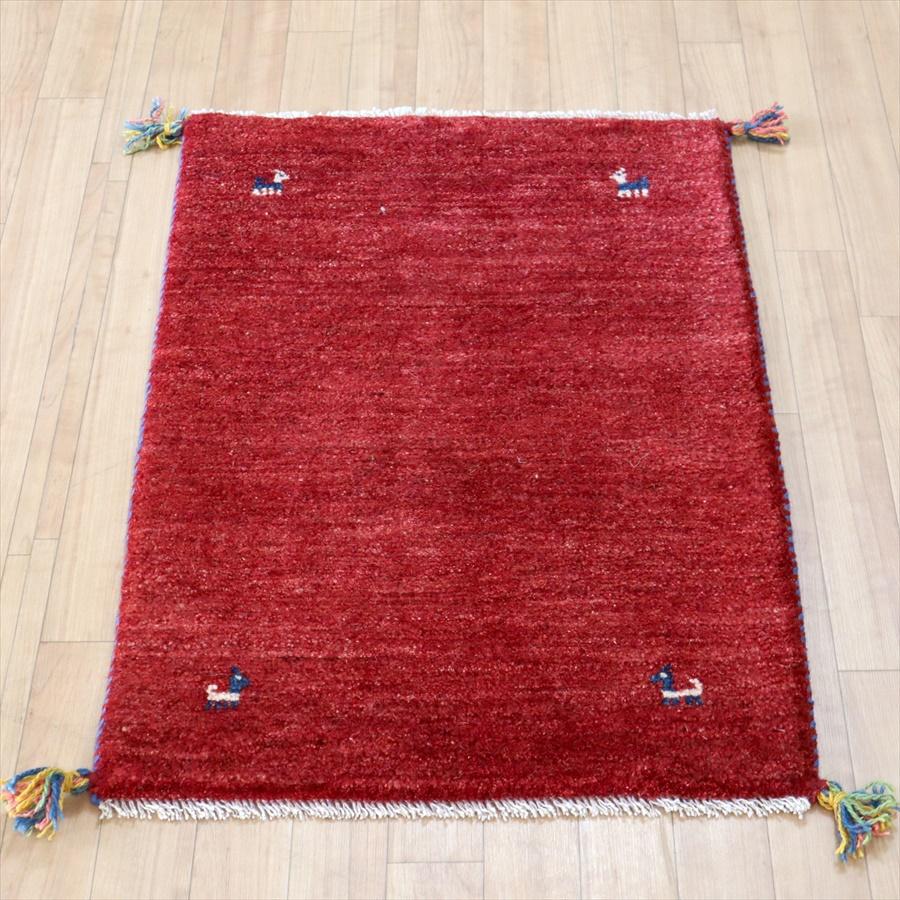 手織りギャッベ　イラン産 90x60cm シンプルなレッド　玄関マット | ブランド登録なし