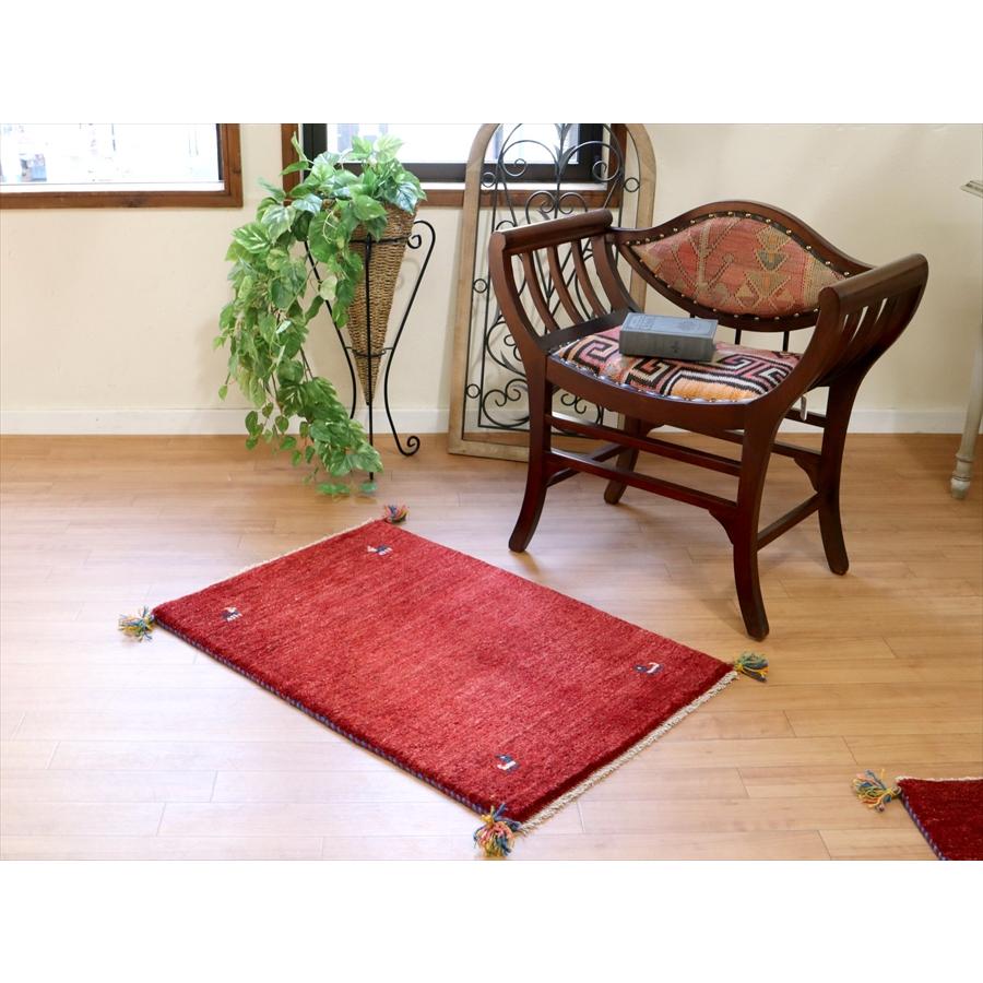 手織りギャッベ　イラン産 90x60cm シンプルなレッド　玄関マット | ブランド登録なし | 01