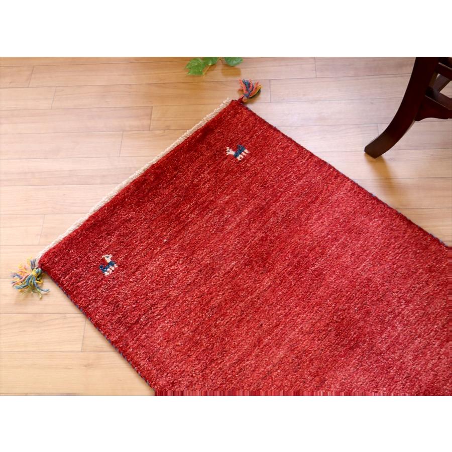 手織りギャッベ　イラン産 90x60cm シンプルなレッド　玄関マット | ブランド登録なし | 03
