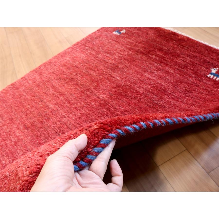 手織りギャッベ　イラン産 90x60cm シンプルなレッド　玄関マット | ブランド登録なし | 04