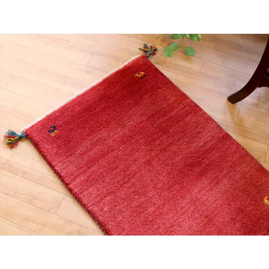 手織りギャッベ　イラン産 88x60cm シンプルなレッド　玄関マット | ブランド登録なし | 02