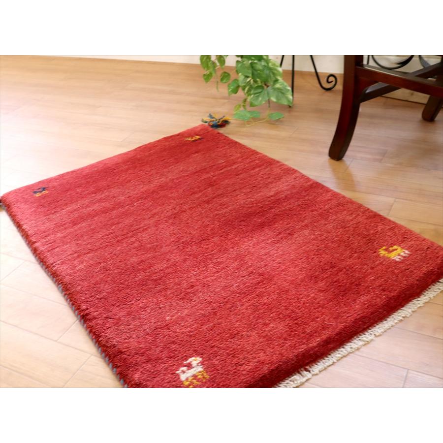 手織りギャッベ　イラン産 88x60cm シンプルなレッド　玄関マット | ブランド登録なし | 03