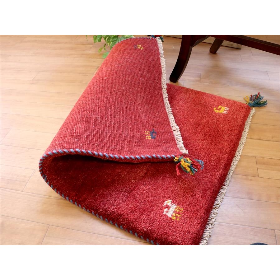 手織りギャッベ　イラン産 88x60cm シンプルなレッド　玄関マット | ブランド登録なし | 04