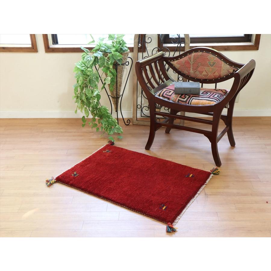 手織りギャッベ　イラン産 87x60cm シンプルなレッド　玄関マット | ブランド登録なし | 01