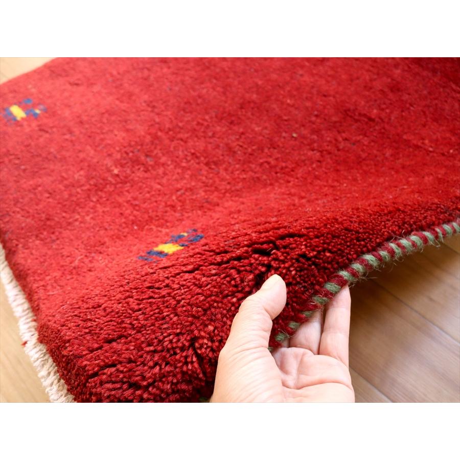 手織りギャッベ　イラン産 87x60cm シンプルなレッド　玄関マット | ブランド登録なし | 04