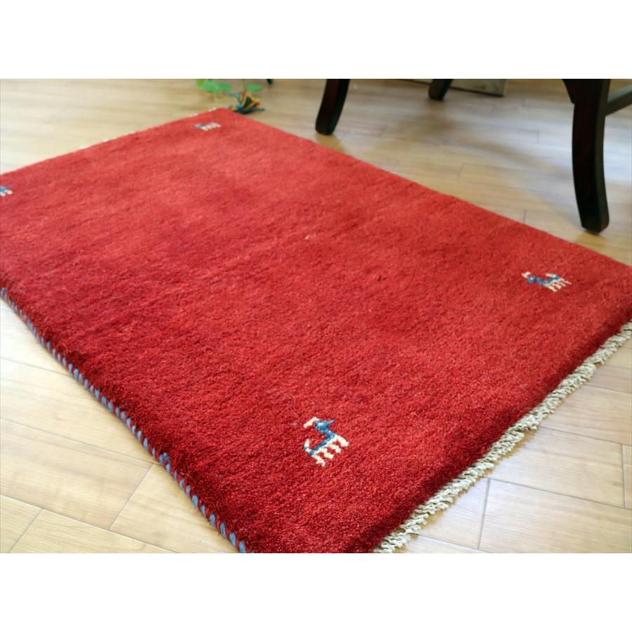 手織りギャッベ　イラン産 90x68cm シンプルなレッド　玄関マット | ブランド登録なし | 02