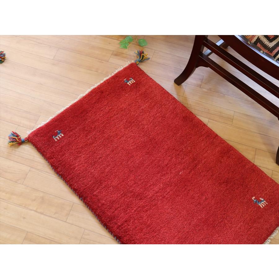 手織りギャッベ　イラン産 90x68cm シンプルなレッド　玄関マット | ブランド登録なし | 04