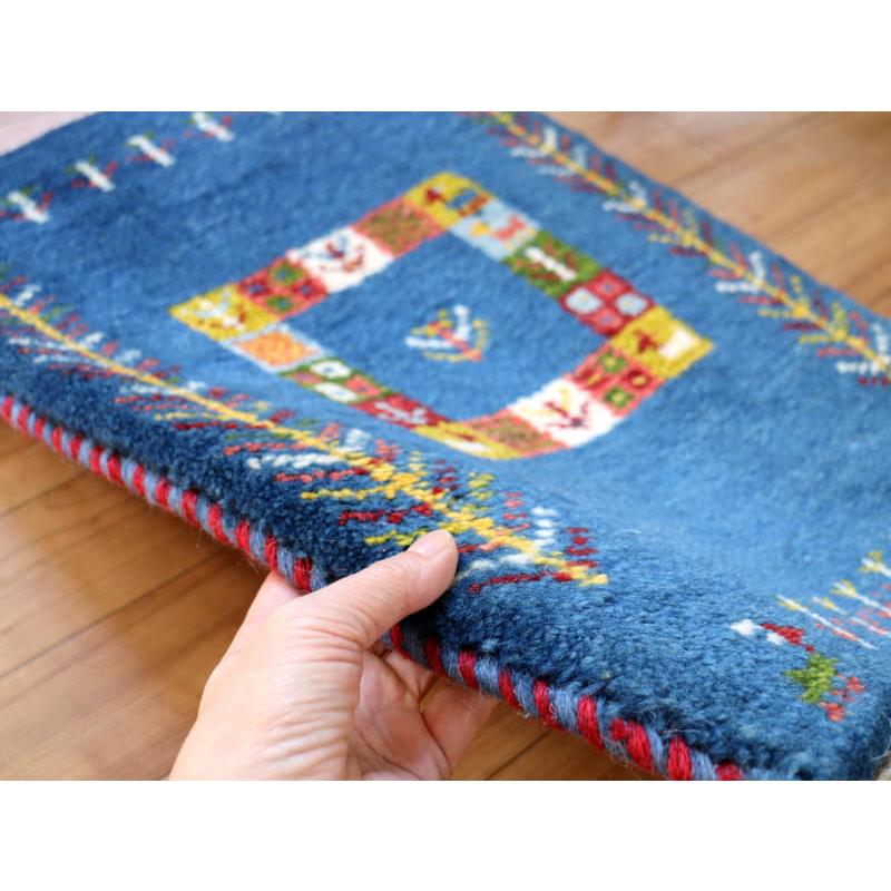 ギャッベ イラン産 手織り 58x42cm ふかふか　ブルー | ブランド登録なし | 03
