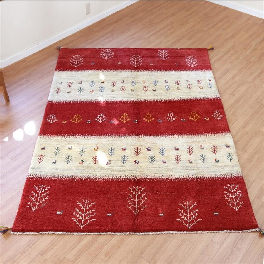 ギャッベ イラン産手織り 240x165cm レッド＆ナチュラル　生命の樹 | ブランド登録なし