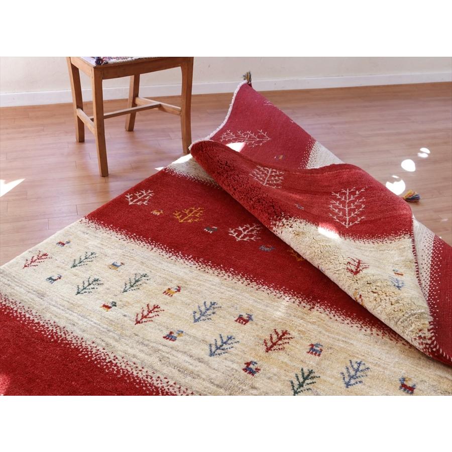 ギャッベ イラン産手織り 240x165cm レッド＆ナチュラル　生命の樹 | ブランド登録なし | 07