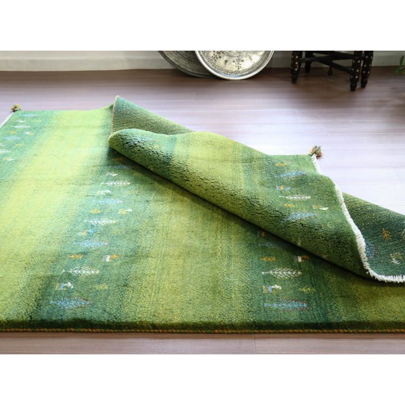 ギャッベ イラン産手織り 190x150cm グリーングラデーション 毛足の長いふかふかな織り | ブランド登録なし | 11