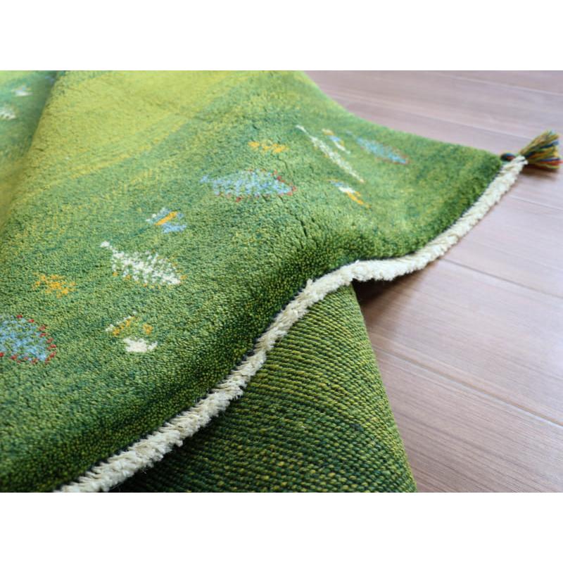 ギャッベ イラン産手織り 190x150cm グリーングラデーション 毛足の長いふかふかな織り | ブランド登録なし | 13