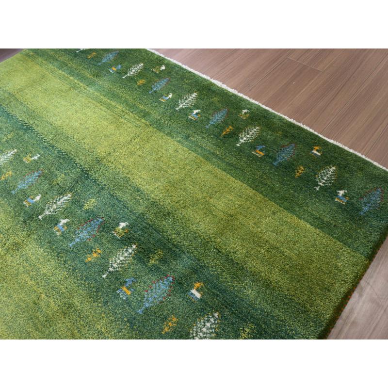 ギャッベ イラン産手織り 190x150cm グリーングラデーション 毛足の長いふかふかな織り | ブランド登録なし | 08
