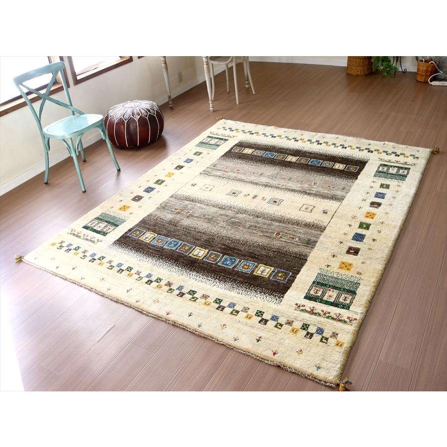 手織りラグ ギャッベ 245x200cm グレー&アイボリー | ブランド登録なし | 01