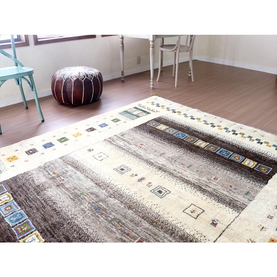 手織りラグ ギャッベ 245x200cm グレー&アイボリー | ブランド登録なし | 02