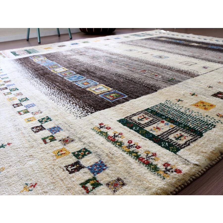 手織りラグ ギャッベ 245x200cm グレー&アイボリー | ブランド登録なし | 04