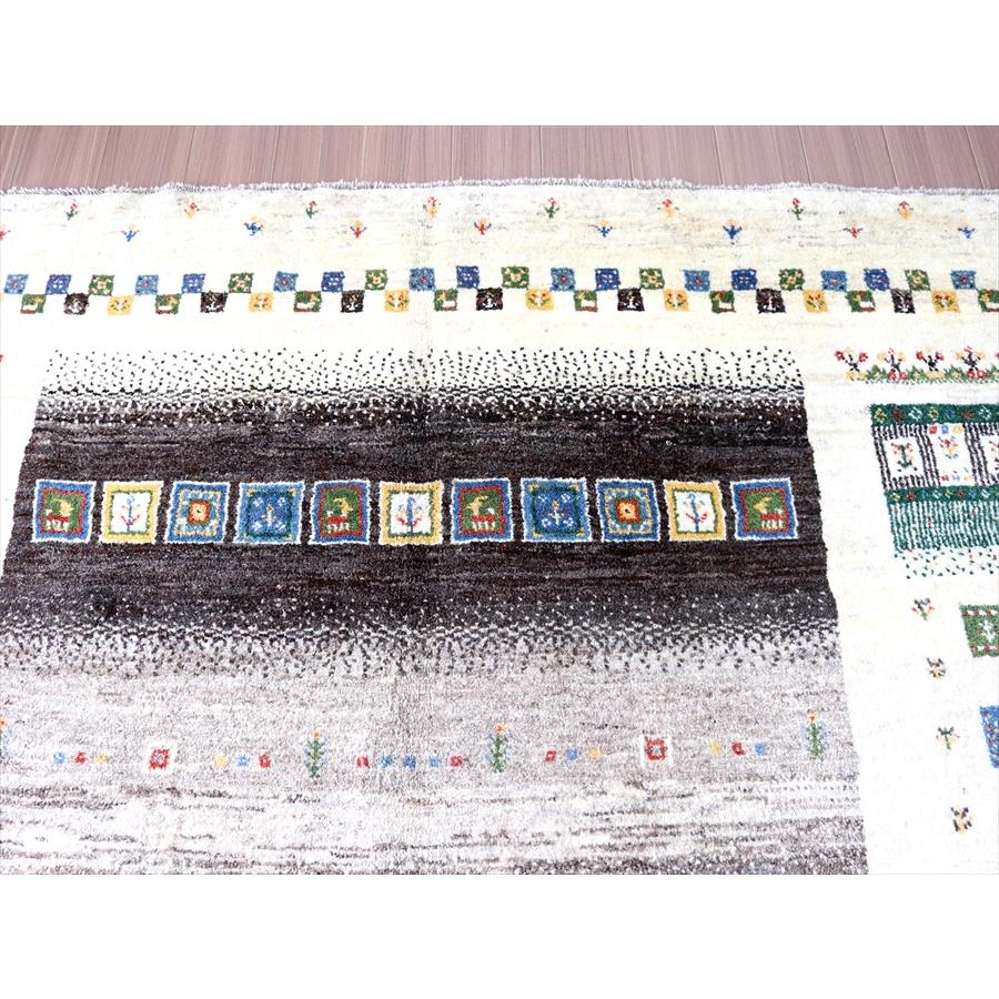 手織りラグ ギャッベ 245x200cm グレー&アイボリー | ブランド登録なし | 05