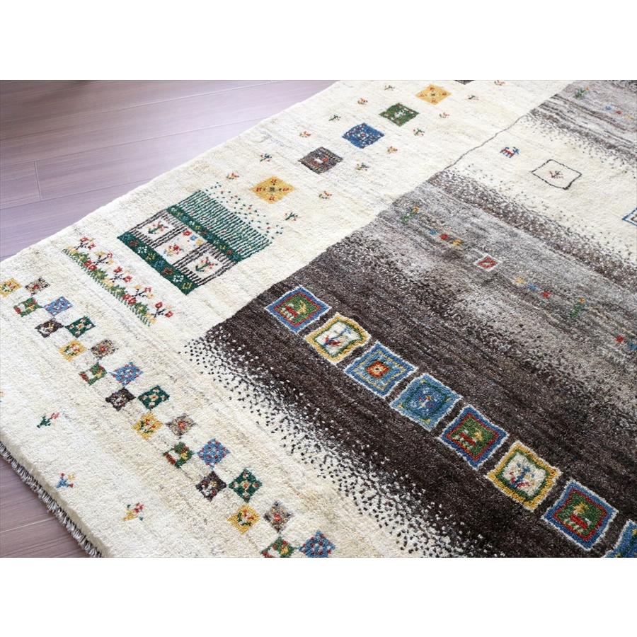 手織りラグ ギャッベ 245x200cm グレー&アイボリー | ブランド登録なし | 07