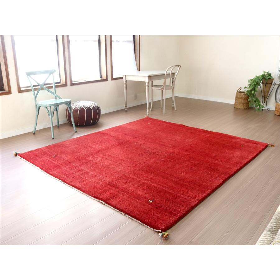 ふかふかの手え織りラグ ギャッベ 234x207cm スクエアサイズ レッド　無地　正方形 | ブランド登録なし | 01