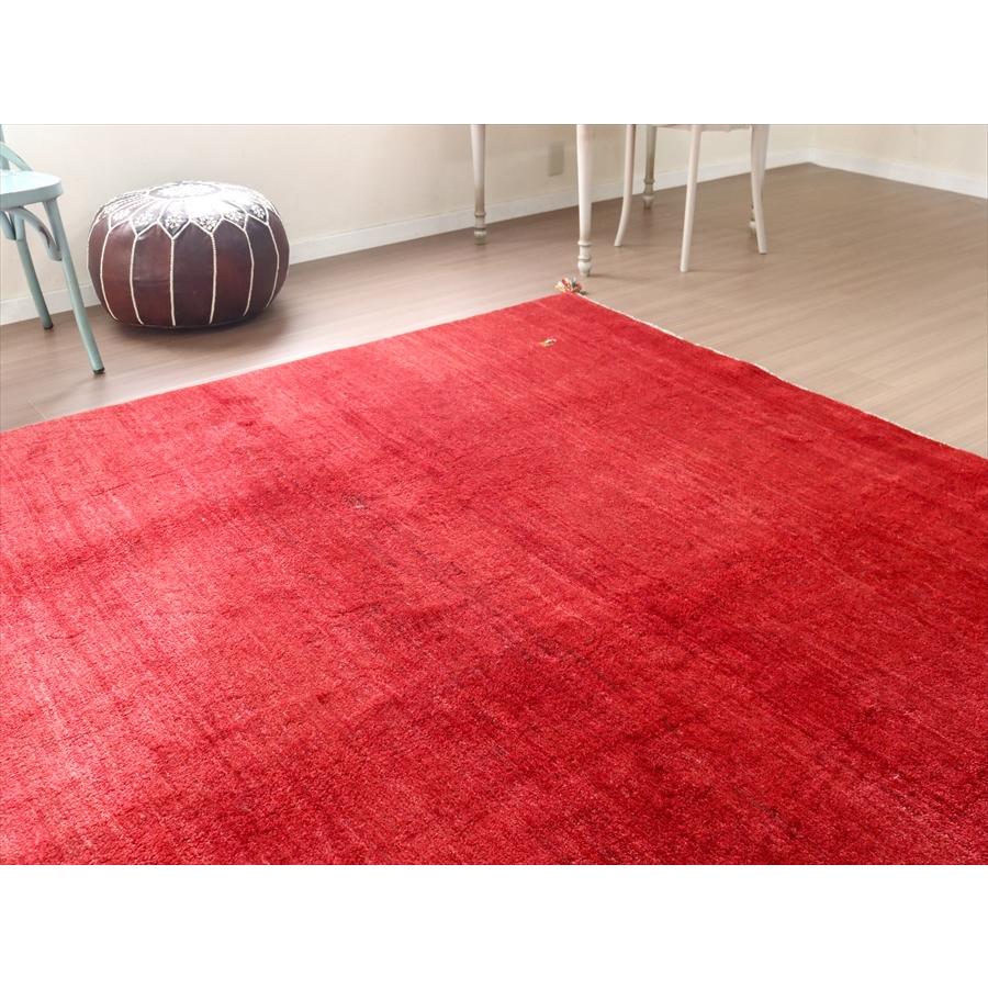 ふかふかの手え織りラグ ギャッベ 234x207cm スクエアサイズ レッド　無地　正方形 | ブランド登録なし | 02