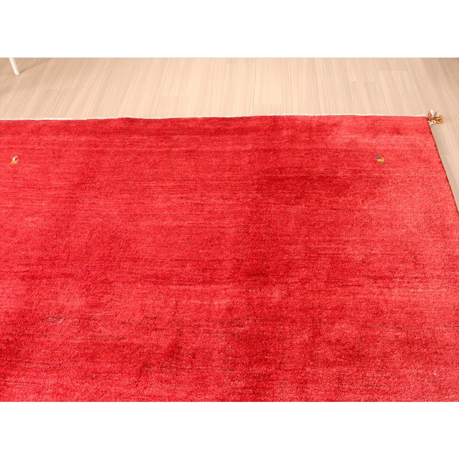 ふかふかの手え織りラグ ギャッベ 234x207cm スクエアサイズ レッド　無地　正方形 | ブランド登録なし | 03