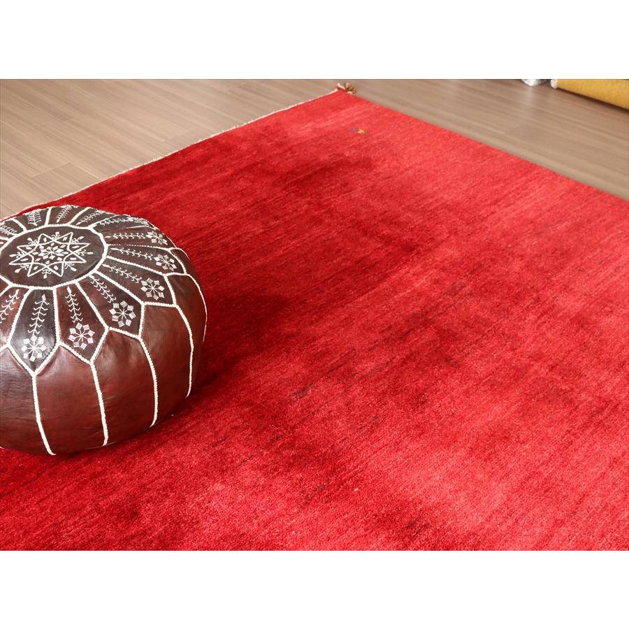 ふかふかの手え織りラグ ギャッベ 234x207cm スクエアサイズ レッド　無地　正方形 | ブランド登録なし | 05