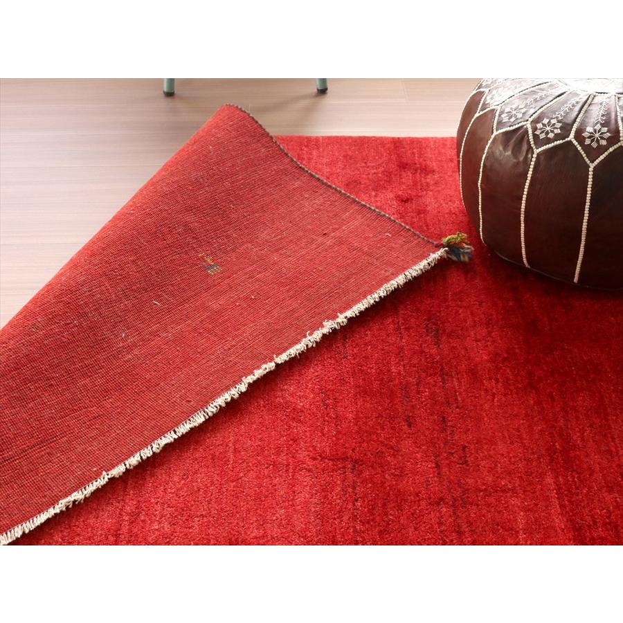 ふかふかの手え織りラグ ギャッベ 234x207cm スクエアサイズ レッド　無地　正方形 | ブランド登録なし | 07