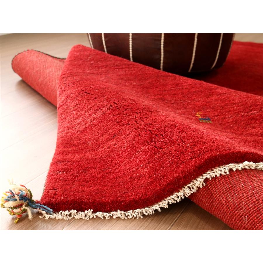 ふかふかの手え織りラグ ギャッベ 234x207cm スクエアサイズ レッド　無地　正方形 | ブランド登録なし | 08