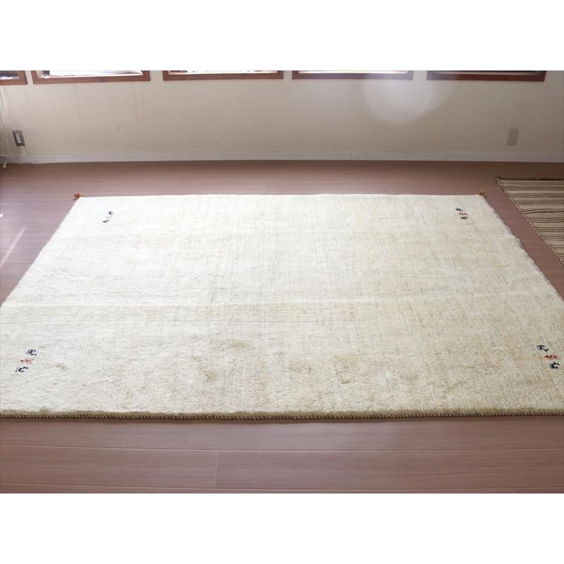ギャッベ Gabbeh イラン産 手織りラグ 254x190cm ナチュラルアイボリー 毛足の長いふかふかな織り | ブランド登録なし | 10