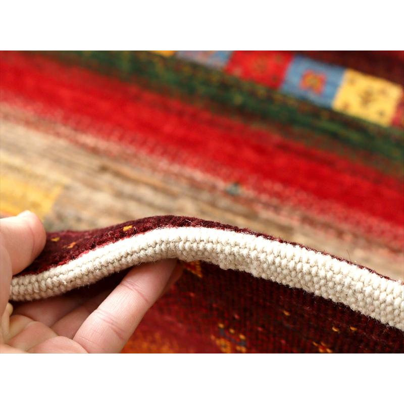 ギャッベ リズバフト　細かな織り 132x86cm レッド＆オレンジ イランの手織りラグ | ブランド登録なし | 12