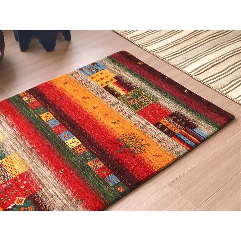 ギャッベ リズバフト　細かな織り 132x86cm レッド＆オレンジ イランの手織りラグ | ブランド登録なし | 02