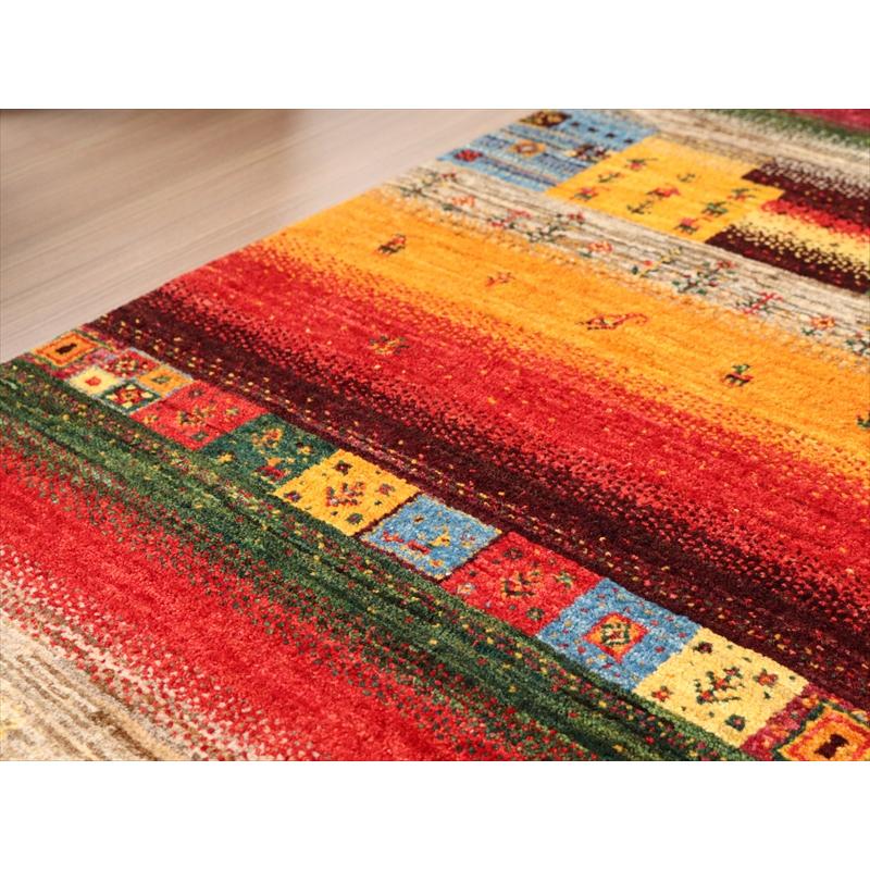 ギャッベ リズバフト　細かな織り 132x86cm レッド＆オレンジ イランの手織りラグ | ブランド登録なし | 04