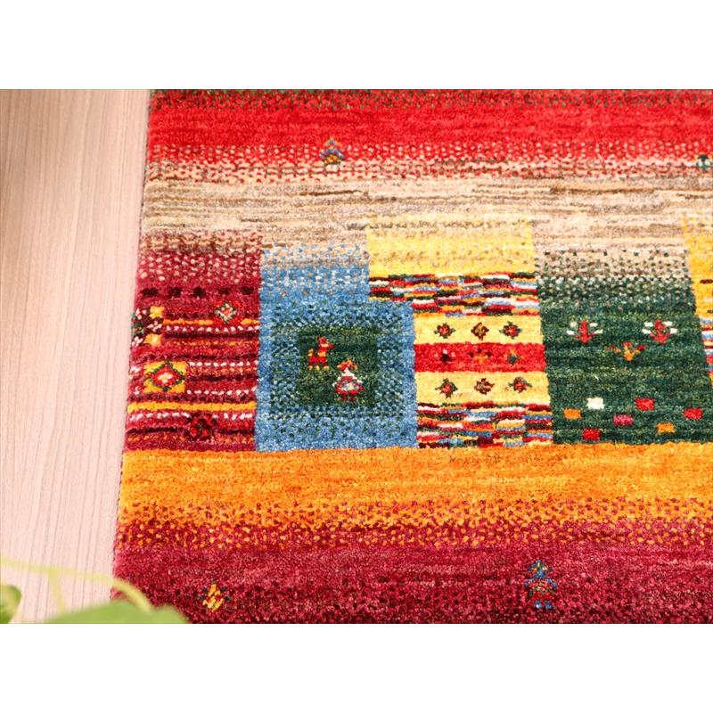 ギャッベ リズバフト　細かな織り 132x86cm レッド＆オレンジ イランの手織りラグ | ブランド登録なし | 05