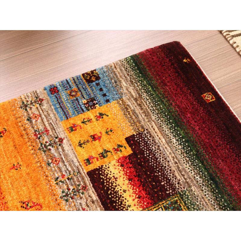 ギャッベ リズバフト　細かな織り 132x86cm レッド＆オレンジ イランの手織りラグ | ブランド登録なし | 06