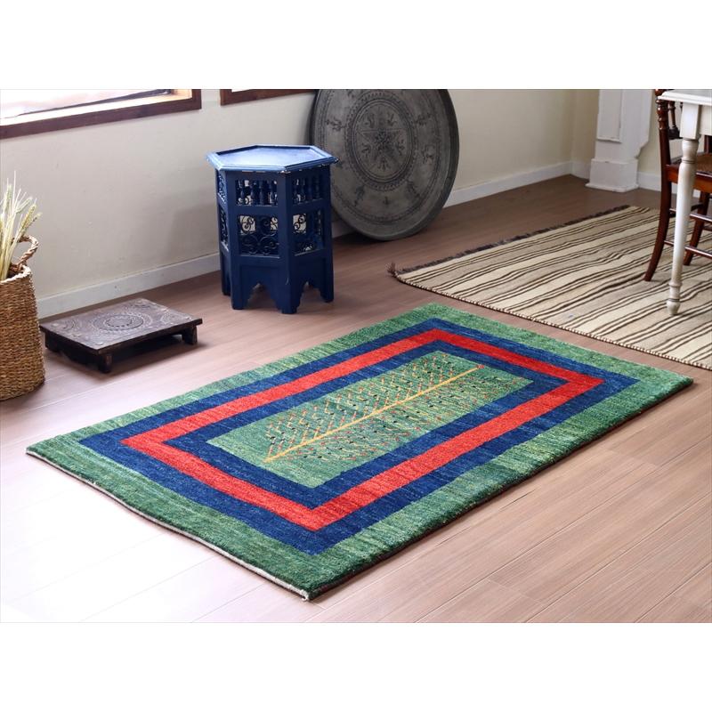 ギャッベ 生命の樹 156x95cm グリーン イランの手織りラグ | ブランド登録なし | 01