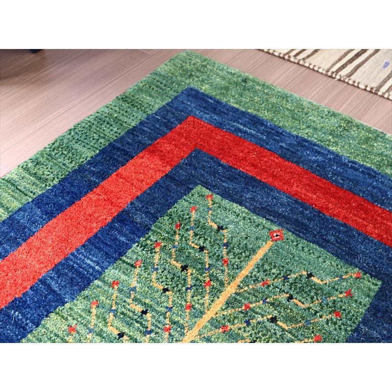 ギャッベ 生命の樹 156x95cm グリーン イランの手織りラグ | ブランド登録なし | 04