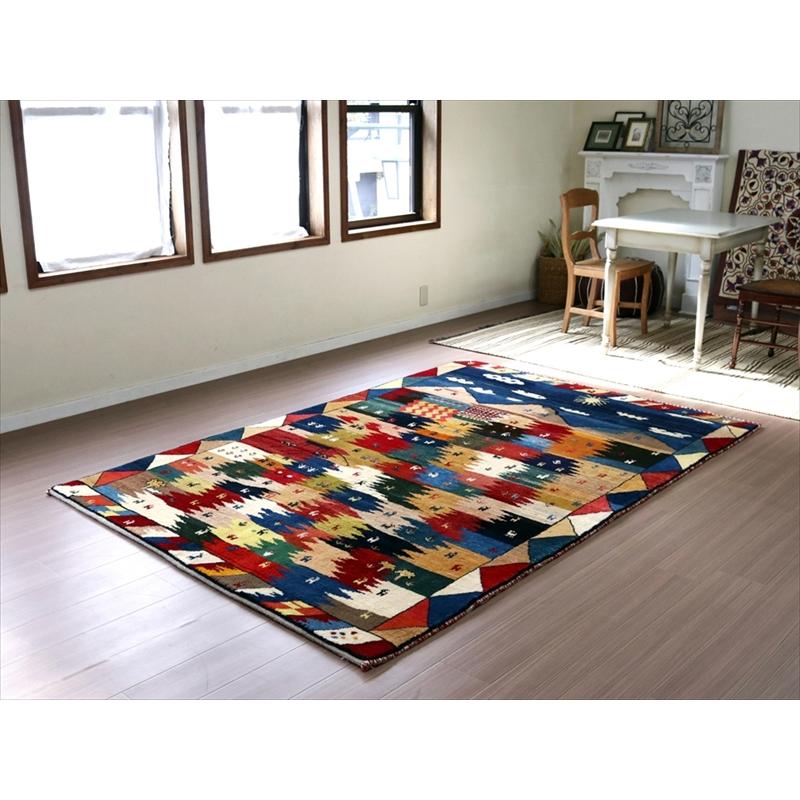 ギャッベ　イラン産 ランドスケープ 239x160cm カシュカイ族の生活風景 | ブランド登録なし | 01