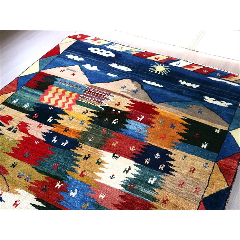 ギャッベ　イラン産 ランドスケープ 239x160cm カシュカイ族の生活風景 | ブランド登録なし | 02