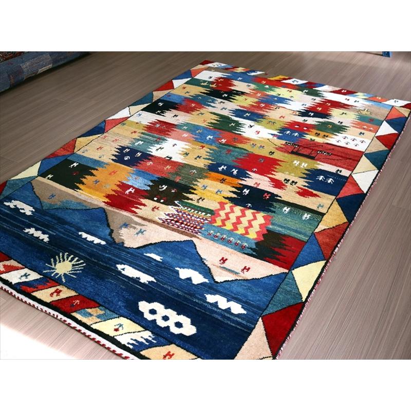 ギャッベ　イラン産 ランドスケープ 239x160cm カシュカイ族の生活風景 | ブランド登録なし | 03