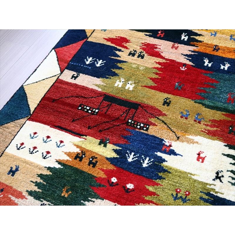 ギャッベ　イラン産 ランドスケープ 239x160cm カシュカイ族の生活風景 | ブランド登録なし | 06