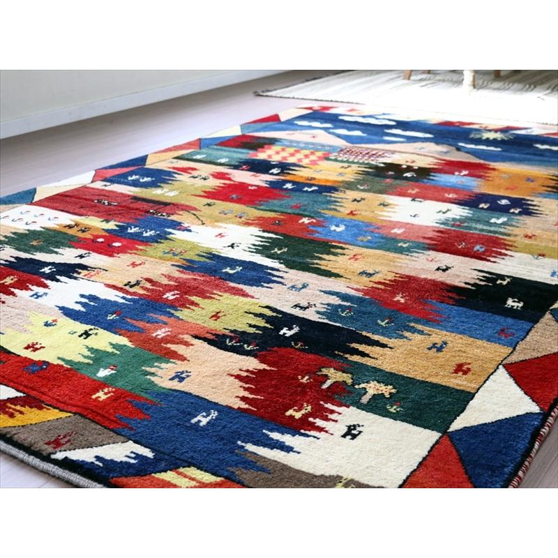 ギャッベ　イラン産 ランドスケープ 239x160cm カシュカイ族の生活風景 | ブランド登録なし | 07