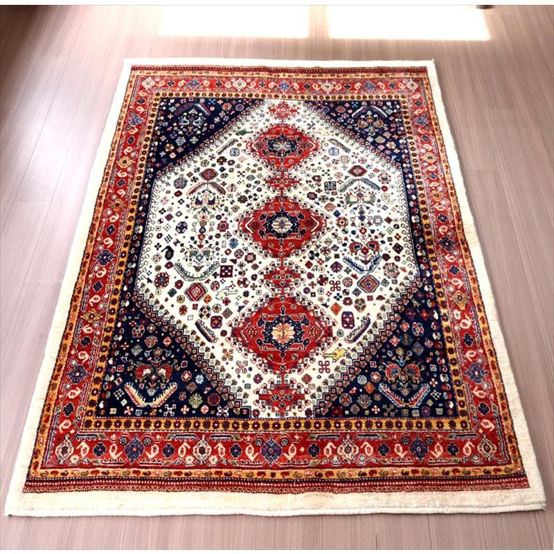 ギャッベ　イラン産 カシュカイ族の手織りラグ  219x153cm 六角メダリオン 細かな織り | ブランド登録なし