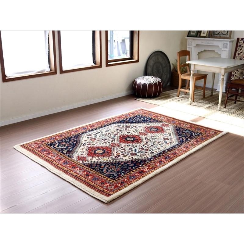 ギャッベ　イラン産 カシュカイ族の手織りラグ  219x153cm 六角メダリオン 細かな織り | ブランド登録なし | 01