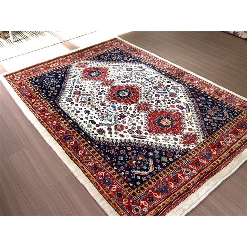 ギャッベ　イラン産 カシュカイ族の手織りラグ  219x153cm 六角メダリオン 細かな織り | ブランド登録なし | 04