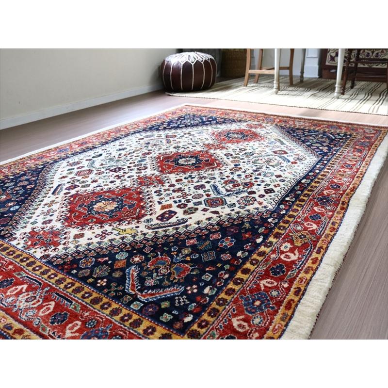 ギャッベ　イラン産 カシュカイ族の手織りラグ  219x153cm 六角メダリオン 細かな織り | ブランド登録なし | 08