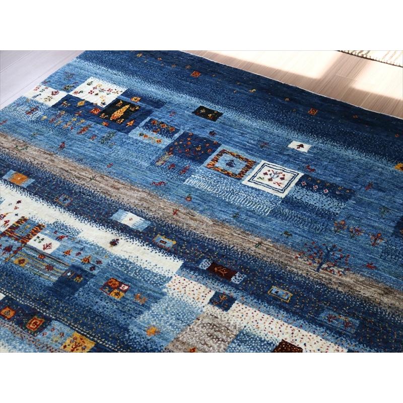 細かな織りのギャッベ ブルー 196x148cm モザイクのようなタイルデザイン | ブランド登録なし | 02