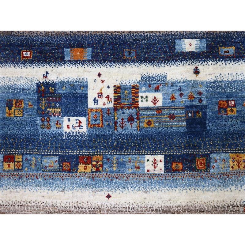 細かな織りのギャッベ ブルー 196x148cm モザイクのようなタイルデザイン | ブランド登録なし | 05