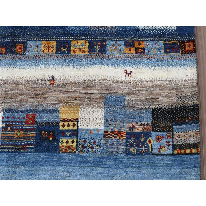 細かな織りのギャッベ ブルー 196x148cm モザイクのようなタイルデザイン | ブランド登録なし | 07